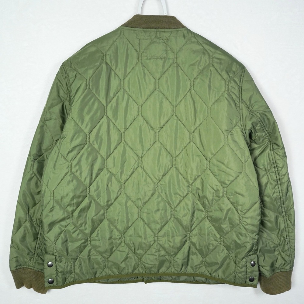 J.Crew Mens Olive Green Quilted Bomber Jacket XL Military Style Onion Quilt - Picture 3 of 9